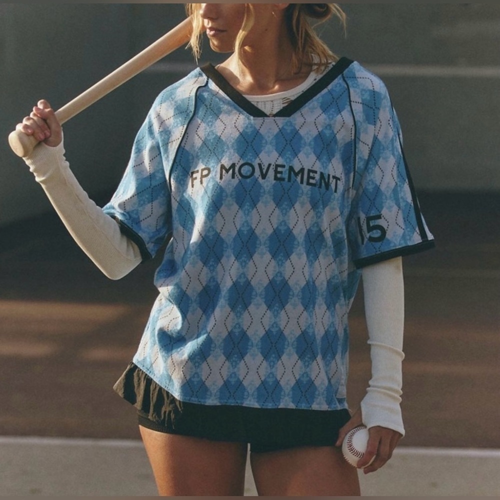 NWT Free People Movement S Baseline Printed Tee Logo New $98 retail